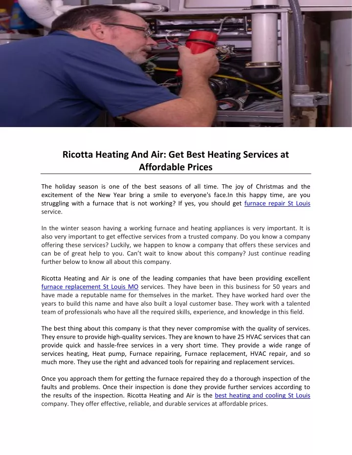 ricotta heating and air get best heating services