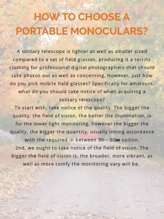 How to choose a portable monoculars?