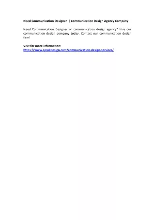 need communication designer communication design