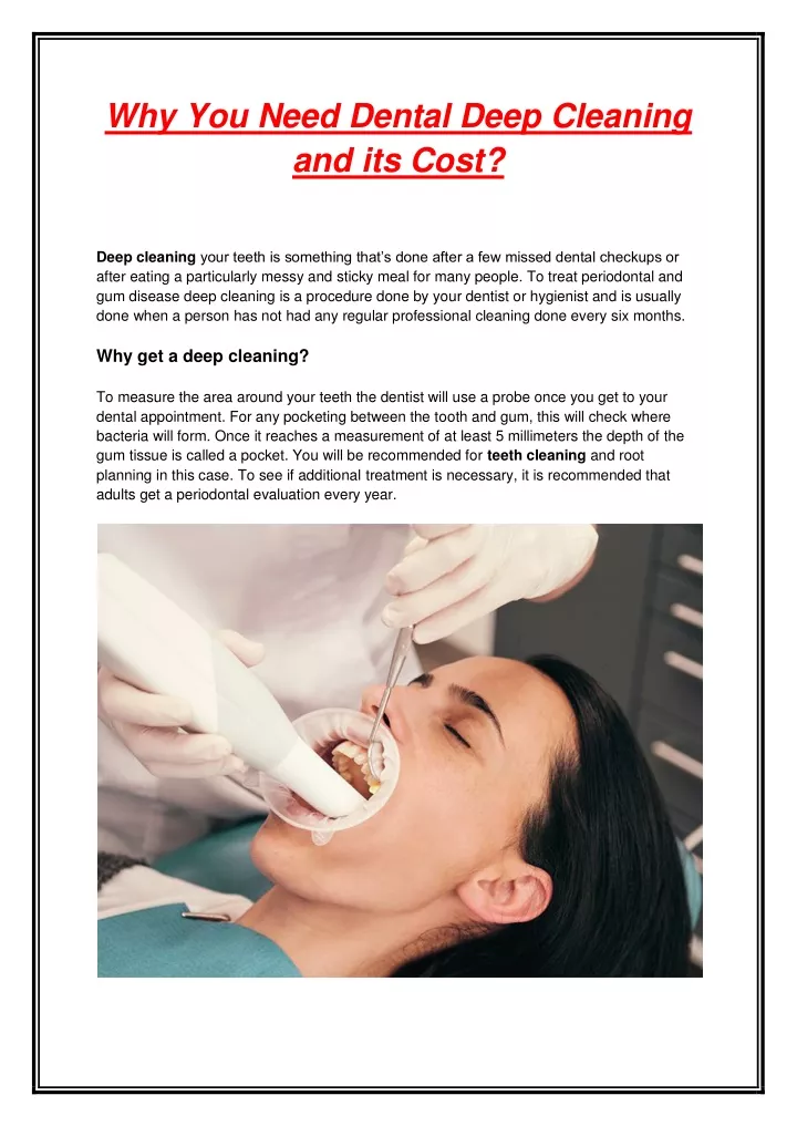 why you need dental deep cleaning and its cost