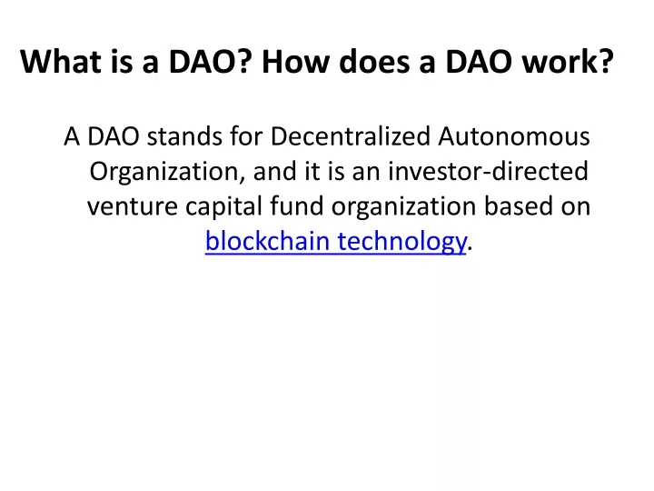 what is a dao how does a dao work
