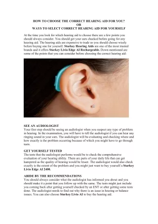 HOW TO CHOOSE THE CORRECT HEARING AID FOR YOU