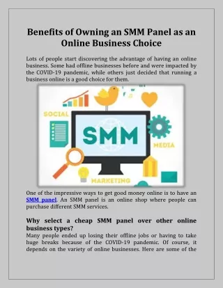 Benefits of Owning an SMM Panel as an Online Business Choice