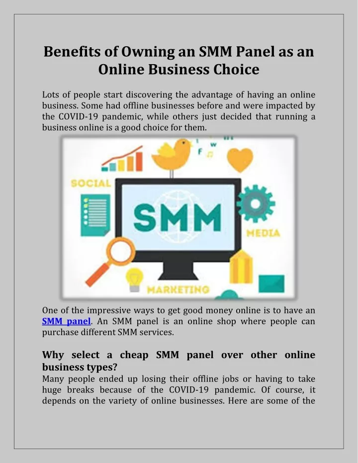 benefits of owning an smm panel as an online