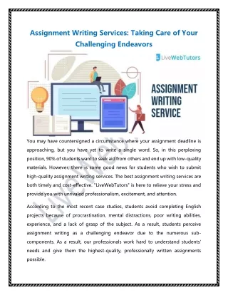 assignment writing services taking care of your
