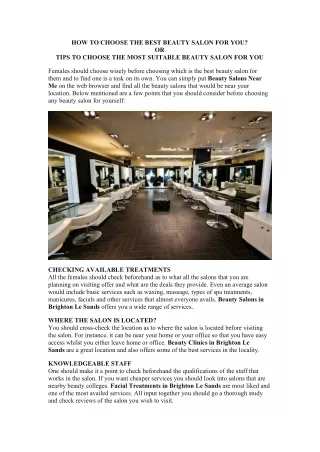 HOW TO CHOOSE THE BEST BEAUTY SALON FOR YOU