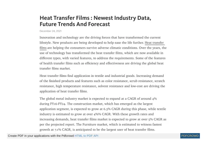 heat transfer films newest industry data future