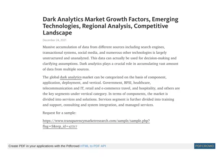 dark analytics market growth factors emerging