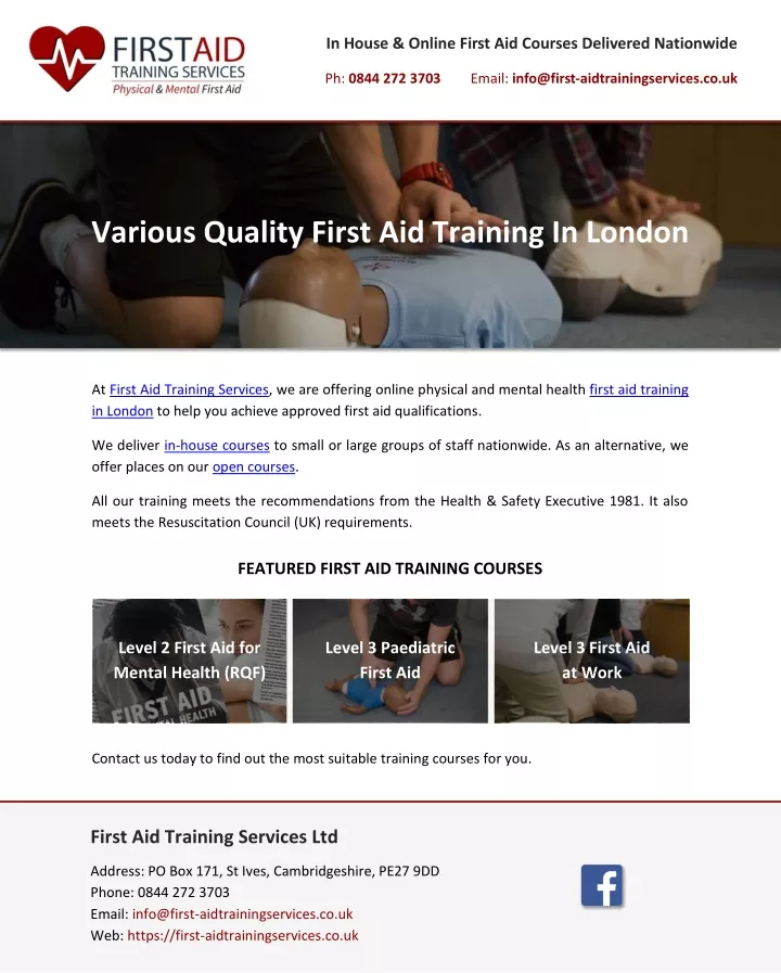 Ppt Various Quality First Aid Training In London Powerpoint