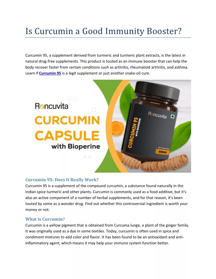 is curcumin a good immunity booster