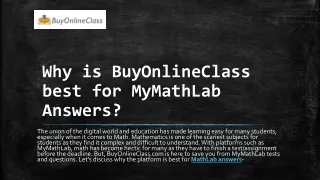 Why is BuyOnlineClass best for MyMathLab Answers