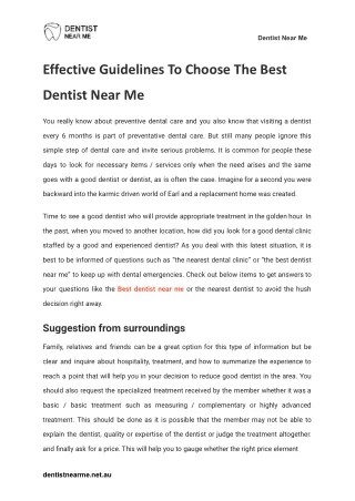 Effective Guidelines To Choose The Best Dentist Near Me