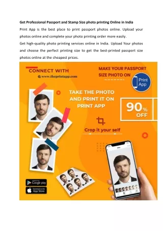 Get Professional Passport and Stamp Size photo printing Online in India