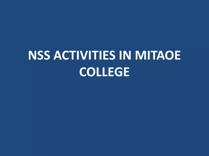 nss activities in mitaoe college