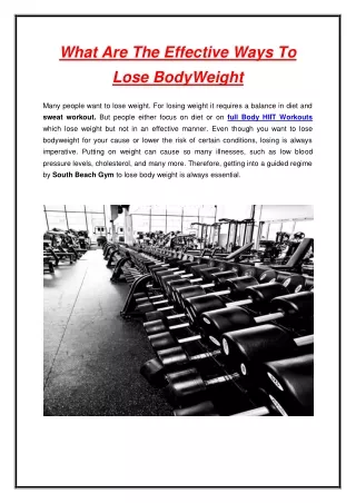 what are the effective ways to lose bodyweight