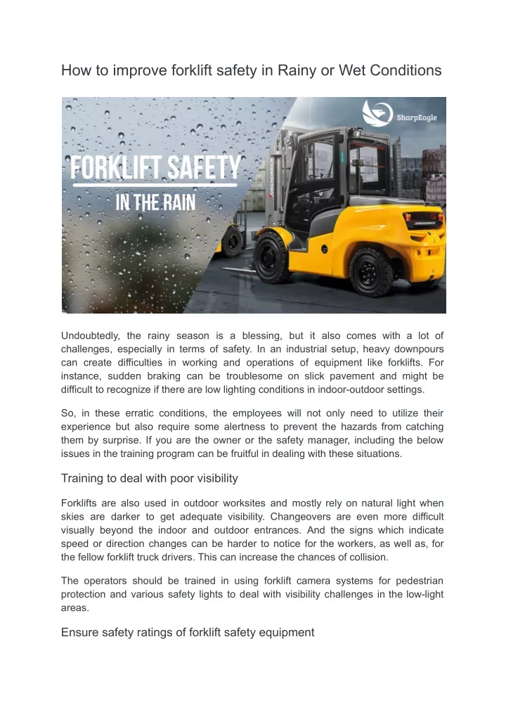 how to improve forklift safety in rainy