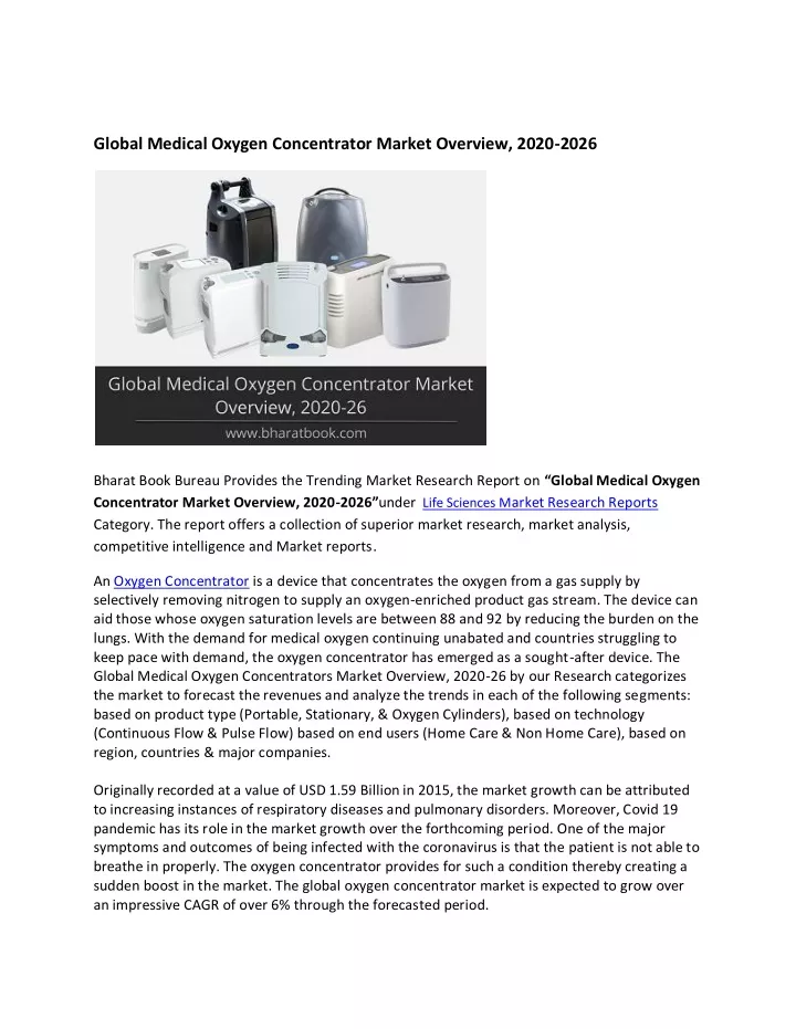 global medical oxygen concentrator market
