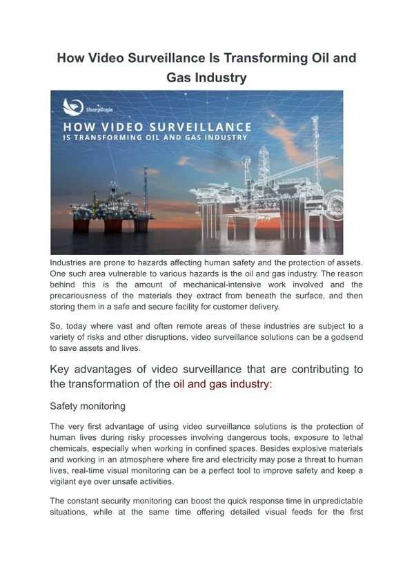 How Video Surveillance Is Transforming Oil and Gas Industry
