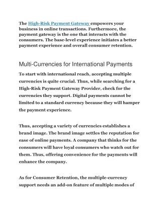 multi currencies for international payments