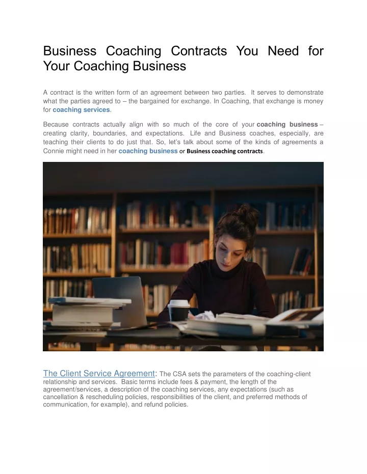 business coaching contracts you need for your