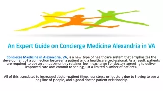 An Expert Guide on Concierge Medicine Alexandria in VA
