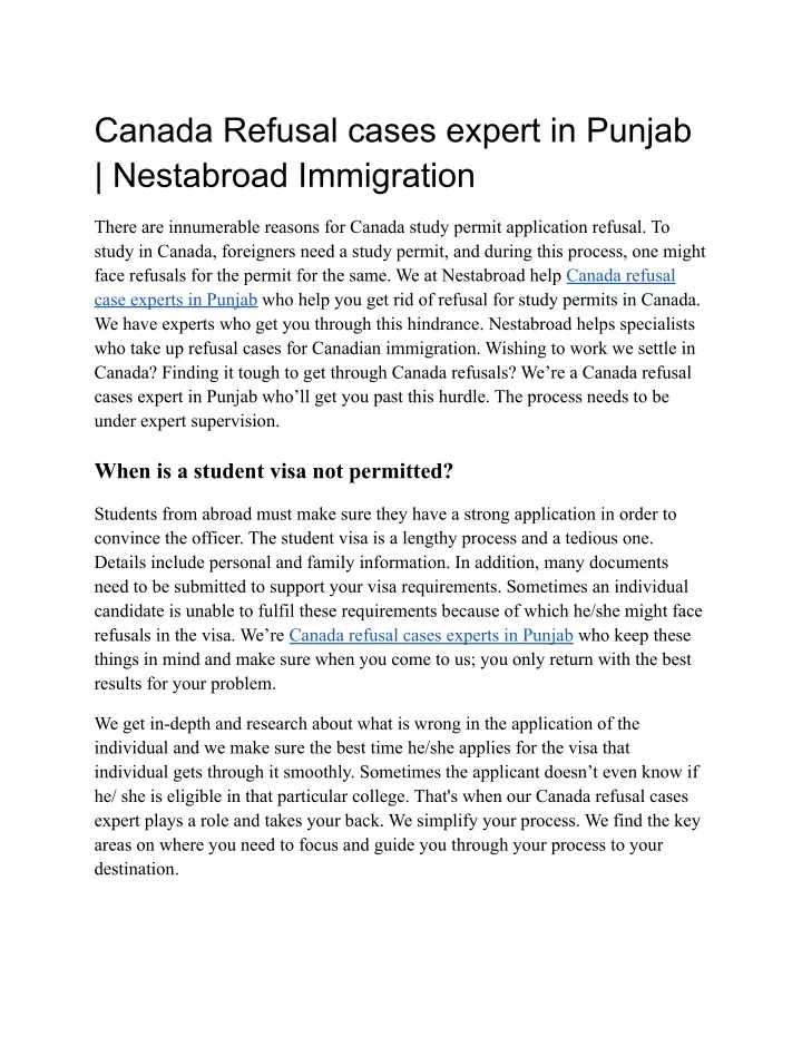 canada refusal cases expert in punjab nestabroad