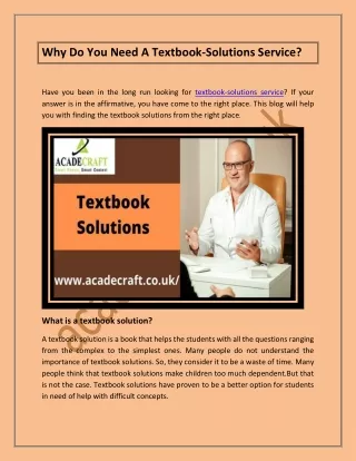why do you need a textbook solutions service