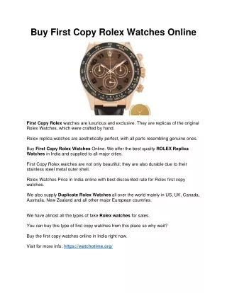 First Copy Rolex Watches