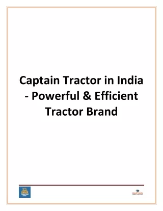 captain tractor in india powerful efficient