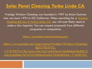 Solar Panel Cleaning Yorba Linda CA