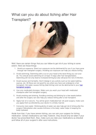 What can you do about Itching after Hair Transplant