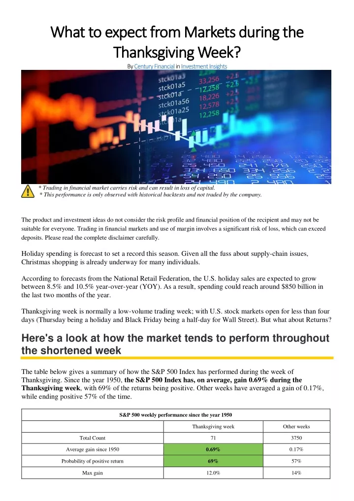 what to expect from markets during the what