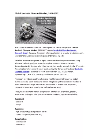 global synthetic diamond market 2021 2027