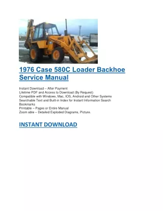 1976 case 580c loader backhoe service manual