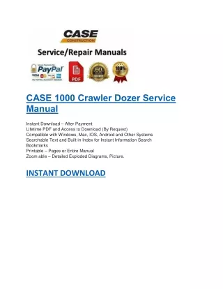 case 1000 crawler dozer service manual instant
