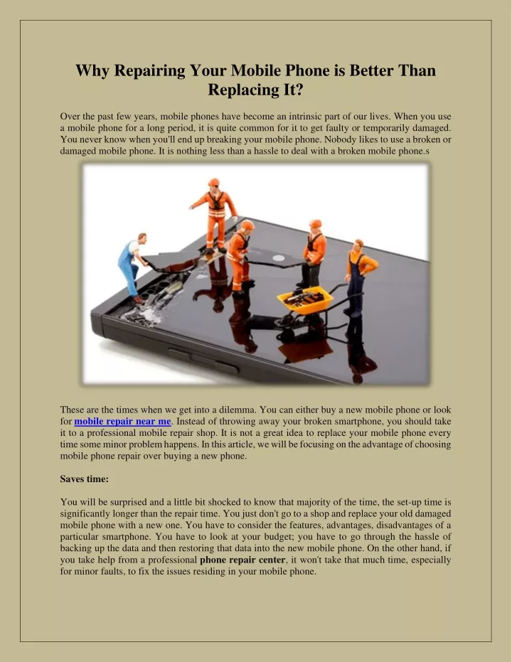 PPT - Why Repairing Your Mobile Phone Is Better Than Replacing It ...