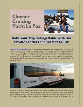 Make Your Trip Private Charters and Yacht in La Paz