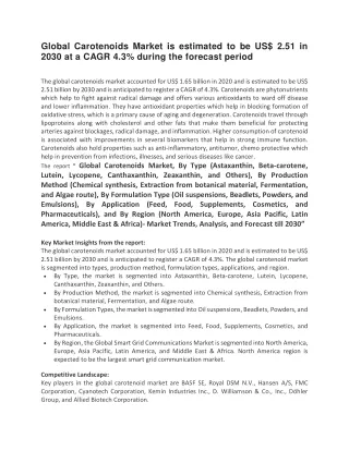 global carotenoids market is estimated