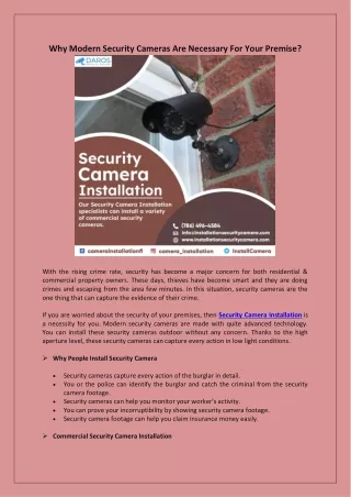why modern security cameras are necessary