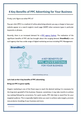 4 Key Benefits of PPC Advertising for Your Business