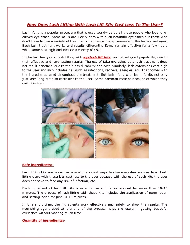 how does lash lifting with lash lift kits cost