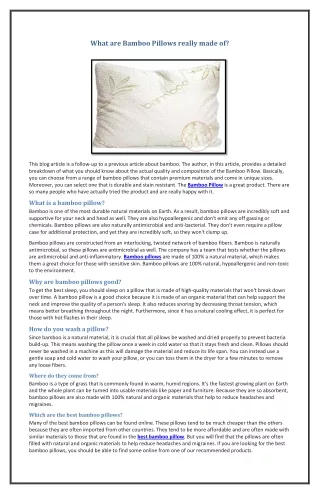 what are bamboo pillows really made of