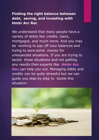 Finding the right balance between debt, saving, and investing with Hmbr Arc Rec