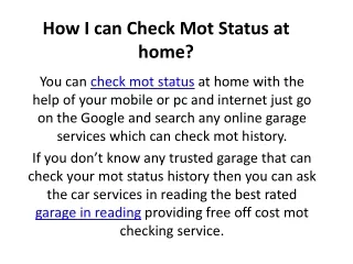 how i can check mot status at home