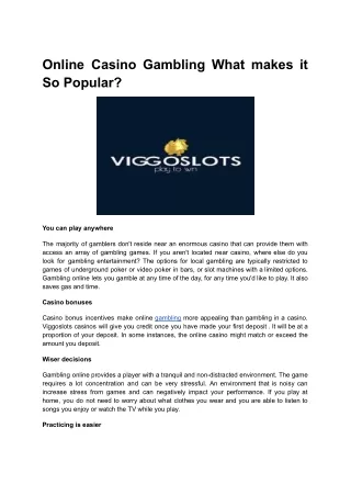 online casino gambling what makes it so popular