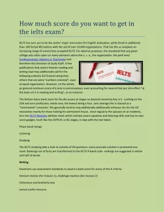 how much score do you want to get in the ielts
