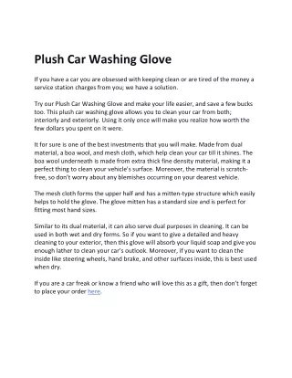 Plush Car Washing Glove PDF