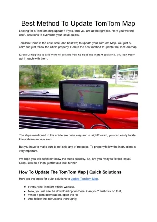 best method to update tomtom map