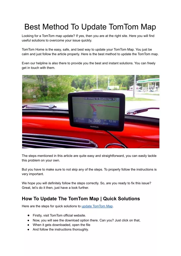 best method to update tomtom map