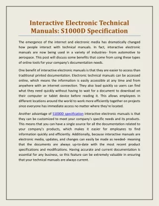 interactive electronic technical manuals s1000d